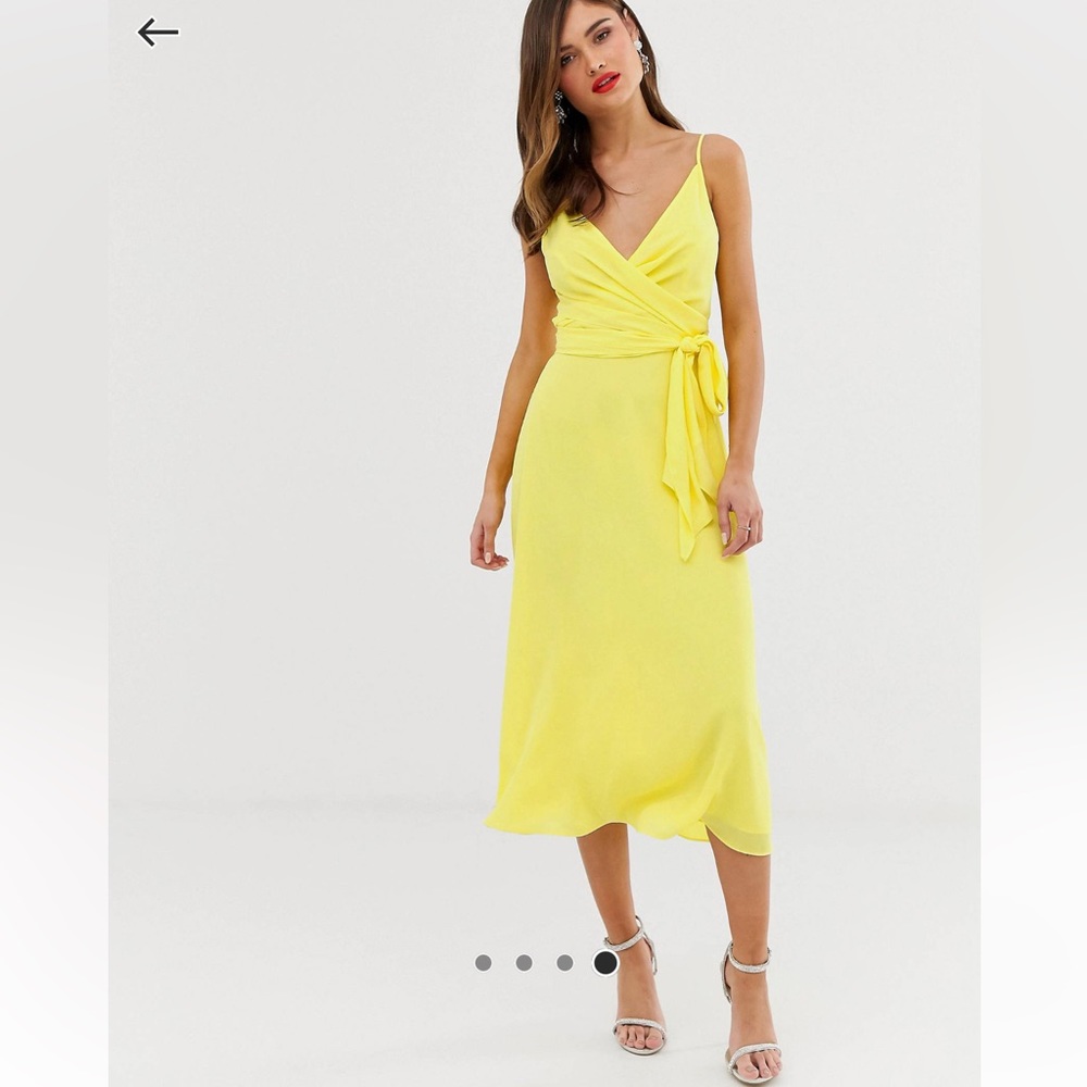 Cami wrap, midi dress with the waist. Size 8. Tags still on.